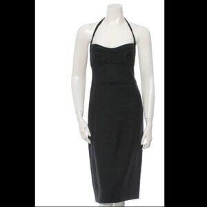 Narciso Rodriguez hemp & mohair black halter dress